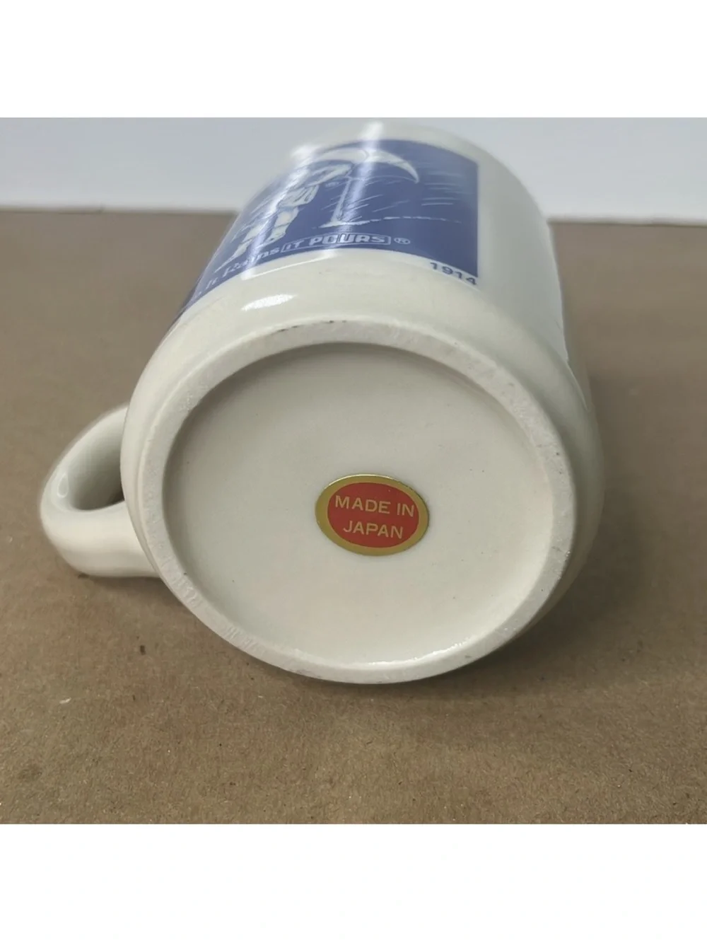 Vintage Morton’s Salt Blue & White 'When It Rains It Pours' 1921 Advertising Mug